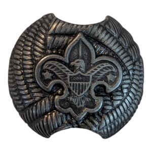VTG 90s Boy Scouts of America Fleur De Lis Eagle Metal Neckerchief Bolo Slide